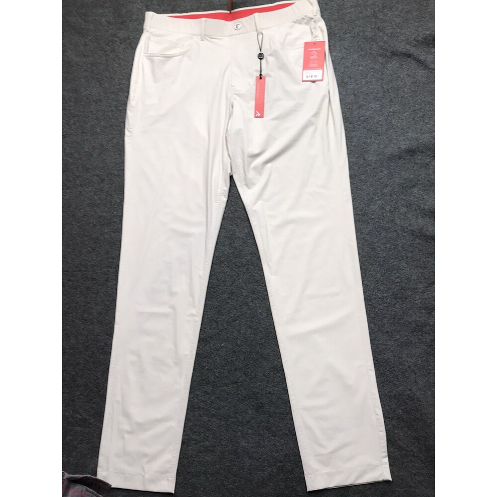 NWT REDVANLY Kent Golf Pants Men L (34x34) Stone Tan Glyding Nylon Stretch